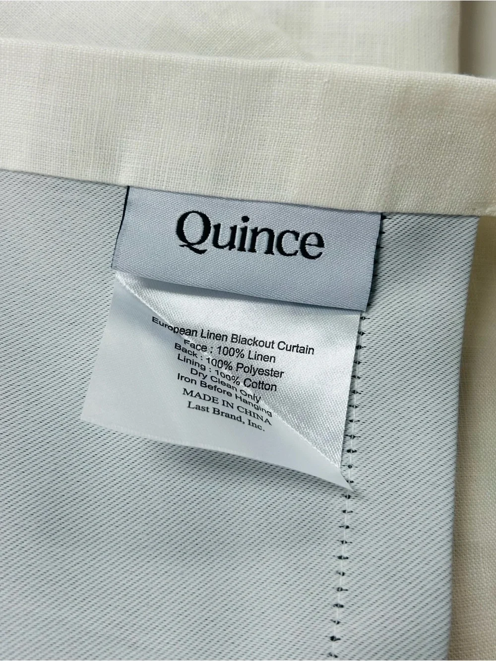 QUINCE Set Of 2 48x96 European Linen True Blackout Curtains Cream 8632